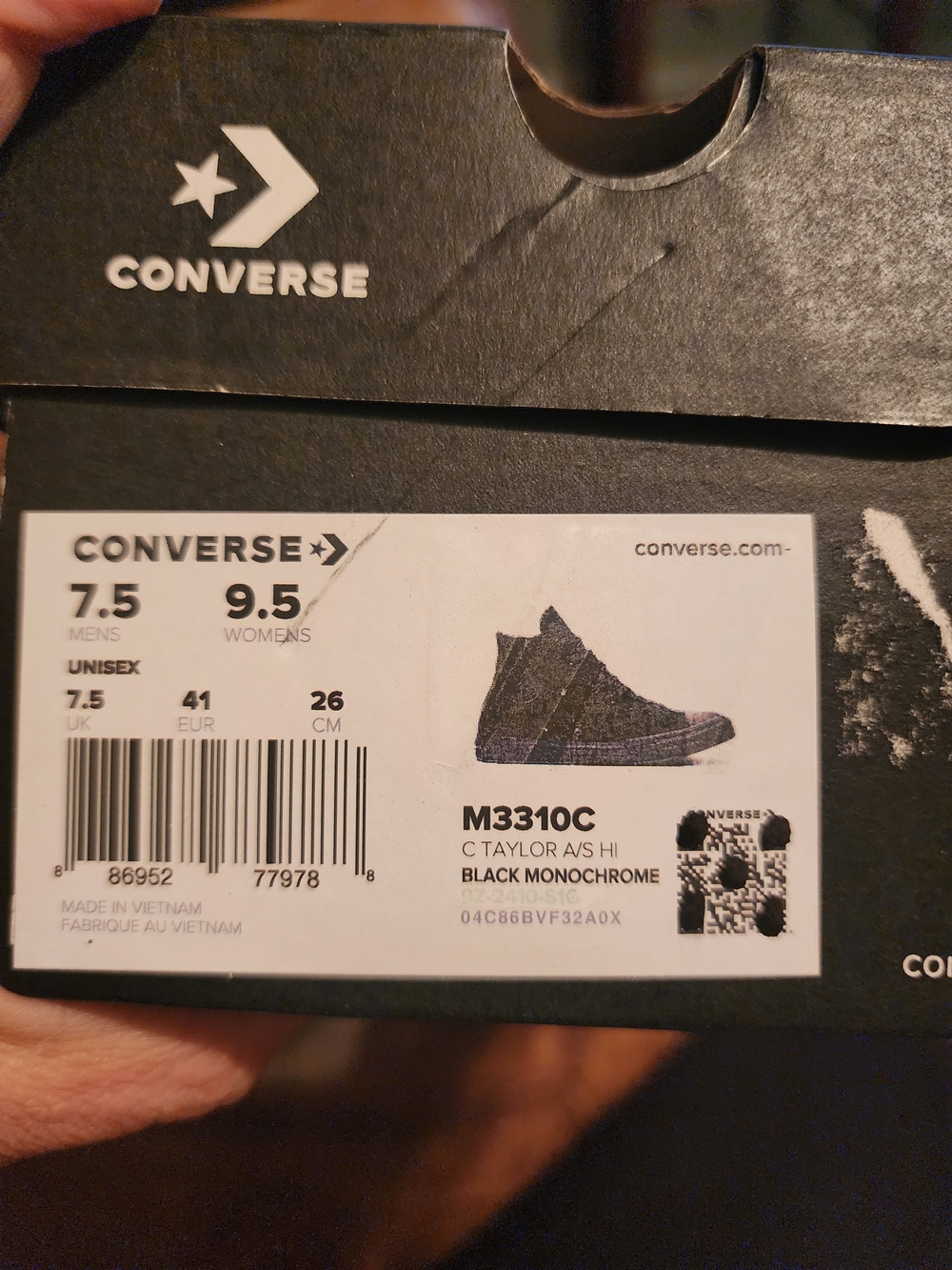 Converse WoMen's Hi-Top Sneakers in Black with Black Sole - Picture 3 of 3